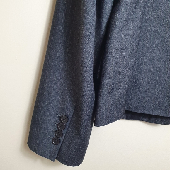 Sheike classic Blazer jacket Sze 14 black striped work office 1 button collared - Picture 3 of 8